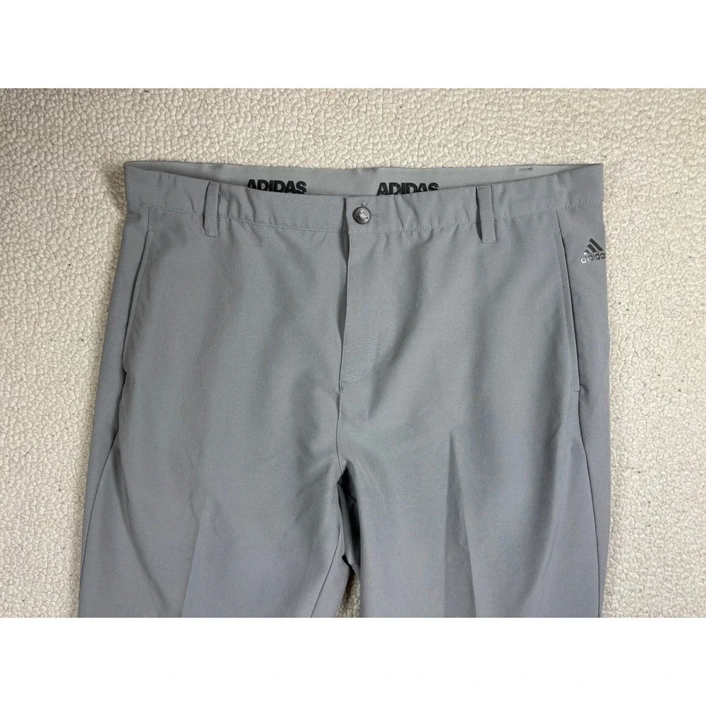 Adidas Ultimate Golf Pants Mens 38x30 Grey Flat Front Stretch BC1606 Trousers